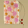 Pink, Orange, Coral and Gold Rubber Stamped Muslin Drawstring Bag